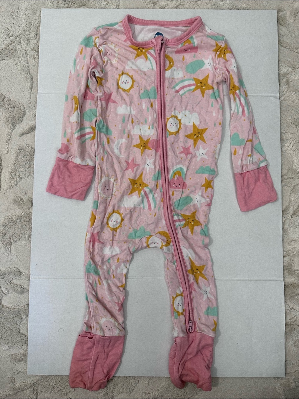 BIRD & BEAN Convertible Sleeper Bamboo Pajamas in Nova Print 12-18 Months